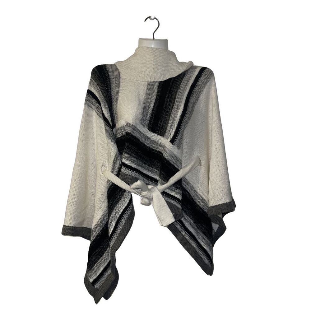 New York & Company Turtleneck Tie Front Poncho SZ S Bohemian Western Lagenlook
